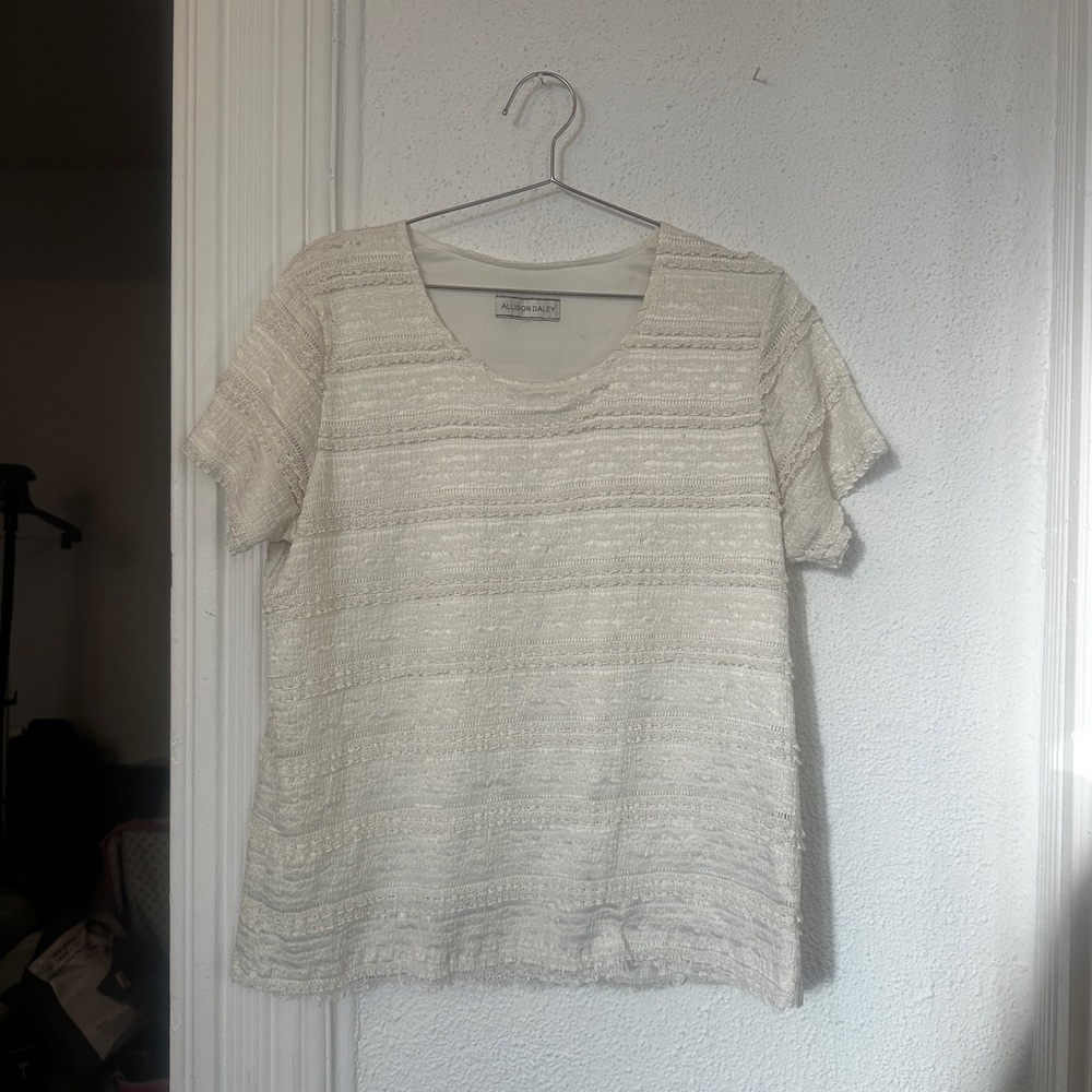 Allison Daley Cream Short Sleeve Top